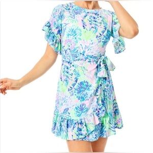 Lilly Pulitzer Blue and Green Floral Mini Dress